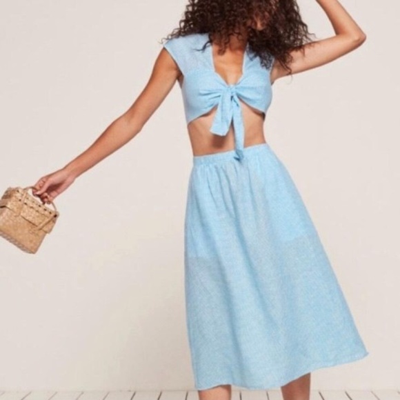 Reformation Dresses & Skirts - Reformation Two-Piece Blue Gingham Torta Set (2)